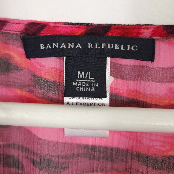 Vintage Banana Republic Silk Sheer Patterned Tunic Top Swim Cover Up - Picture 3 of 8